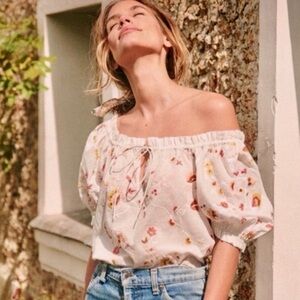 Sezane Gabriella Cream Floral Blouse Size EU/38 *See photos*